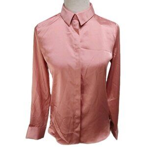 A New Day XSmall Pink Silky Button-Down Shirt #L65